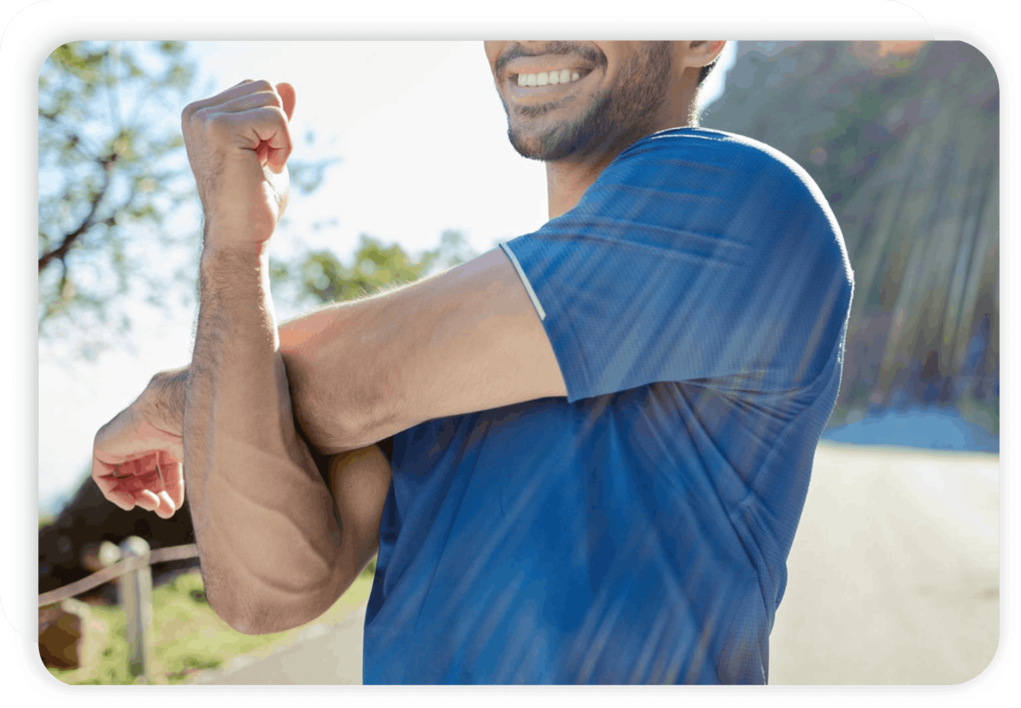 Healthy man stretching outdoors